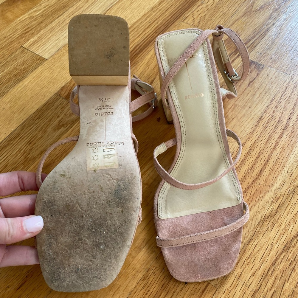 Verana Ankle Strap Sandal— worn once for a wedding. Neutral blush suede. - Picture 4 of 5